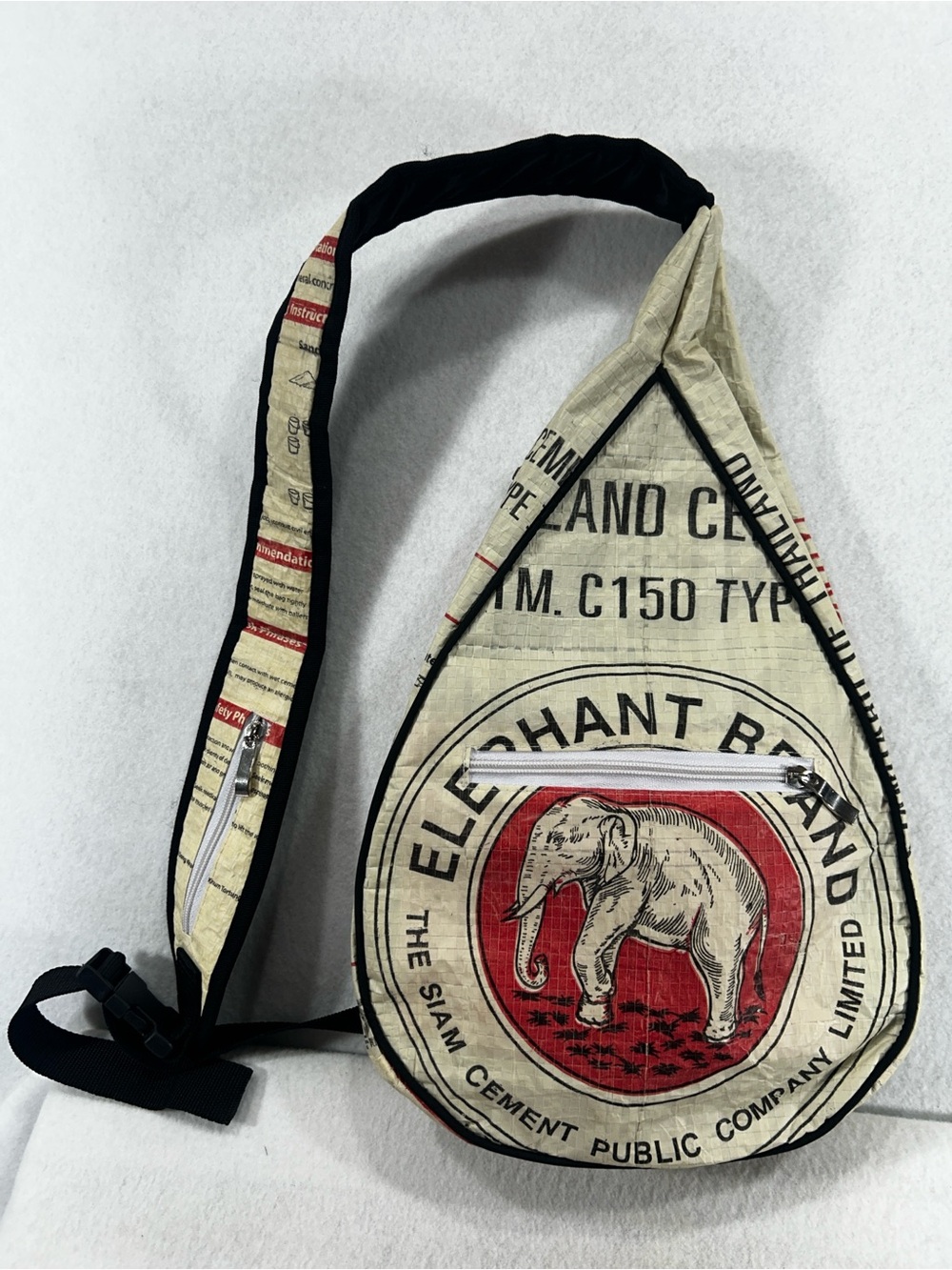 Torrain Siam Cement Elephant Recycled Sack Sling Crossbody Bag